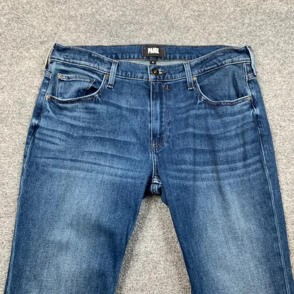 Paige Jeans Mens 33 Blue Federal Boxter Slim Fit Whiskered Stretch Medium Wash